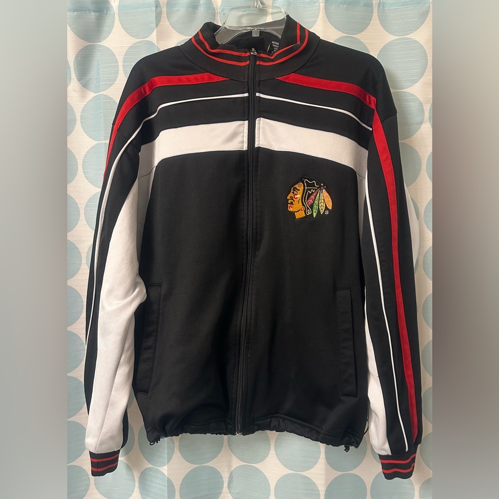 Majestic Chicago Blackhawks warm-up jacket, Red/black/white, Size Small